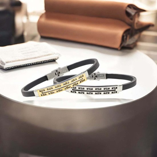 Desenli çelik erkek bileklik, maskülen tasarım