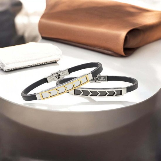 Desenli çelik erkek bileklik, maskülen tasarım