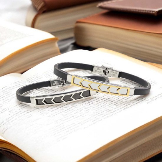 Desenli çelik erkek bileklik, maskülen tasarım