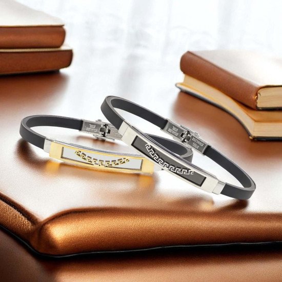Desenli çelik erkek bileklik, maskülen tasarım