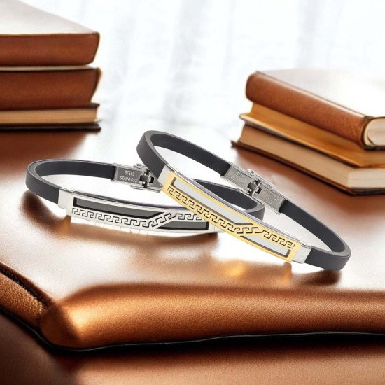 Desenli maskülen çelik erkek bileklik