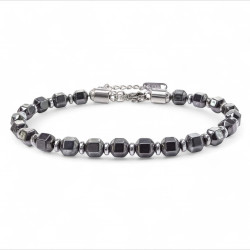 Elmas Kesim Hematit Ayaranabilir Çelik Zincir Bileklik