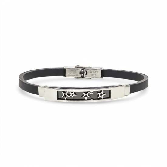 Galaksi ve yıldız desenli çelik erkek bileklik, maskülen tasarım