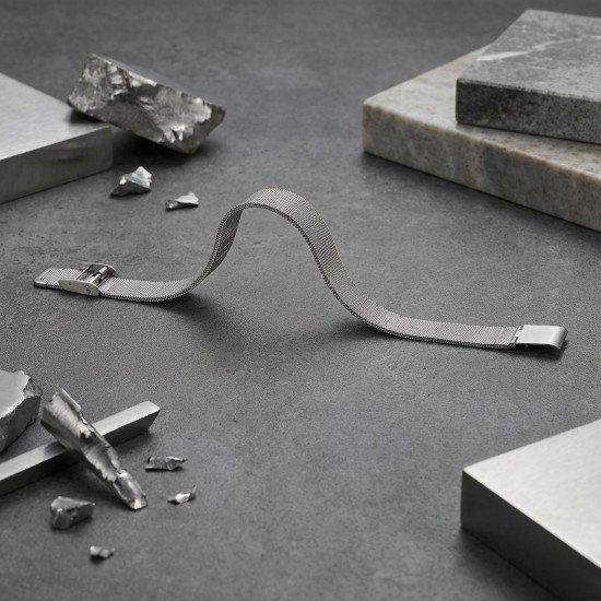 Hasır örgü desenli çelik erkek bileklik, maskülen tasarım