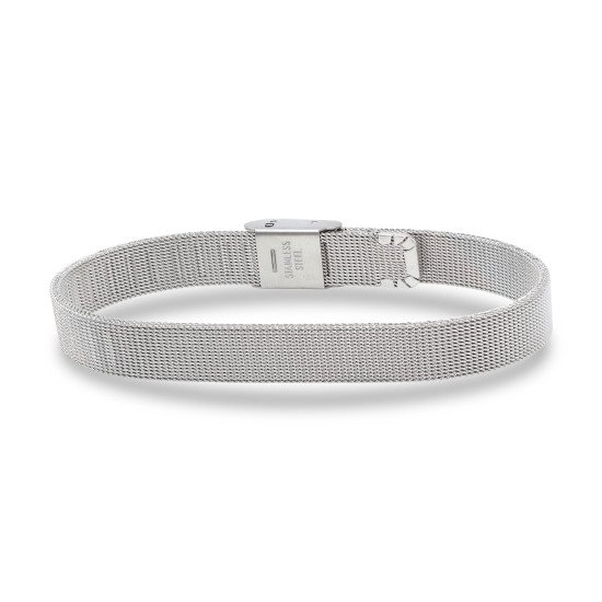 Hasır örgü desenli çelik erkek bileklik, maskülen tasarım