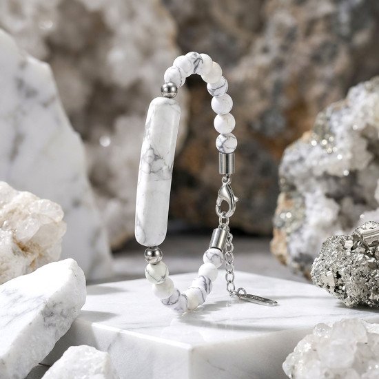 Havlit taşlı çelik halat klipsli erkek bileklik