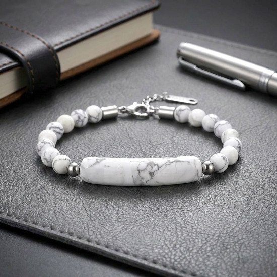 Havlit taşlı çelik halat klipsli erkek bileklik