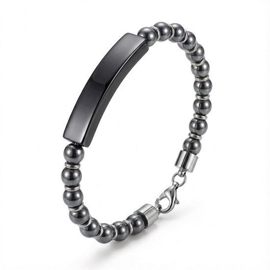 hematit tasli celik isim yazilabilir bileklik