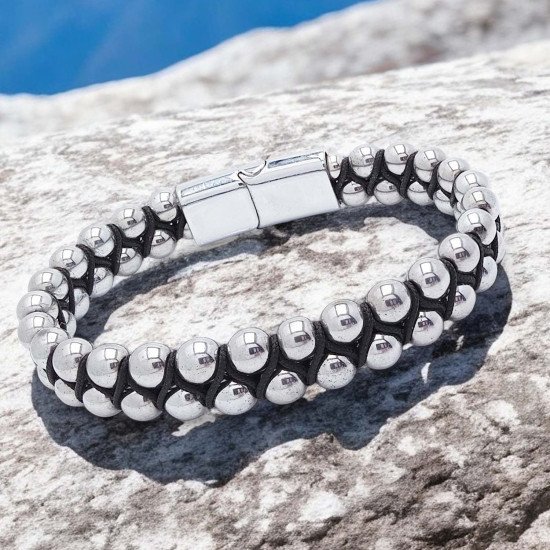 Çelik halat hematit detaylı el örgüsü erkek bileklik Hematit taşlı çelik halatlı maskülen erkek bileklik