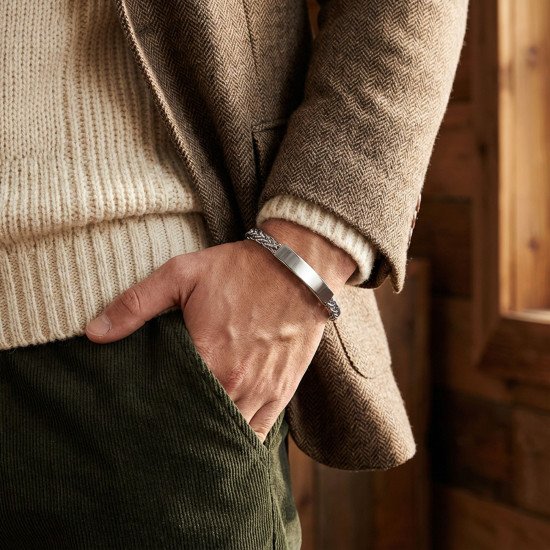 Çelik zincir isim yazılabilir erkek bileklik