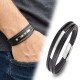 İsim Yazılabilir Çoklu Siyah Deri Erkek Bileklik