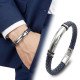 İsim yazılabilir mavi siyah deri erkek bileklik
