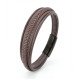 Kahverengi çoklu katmanlı doğal deri erkek bileklik