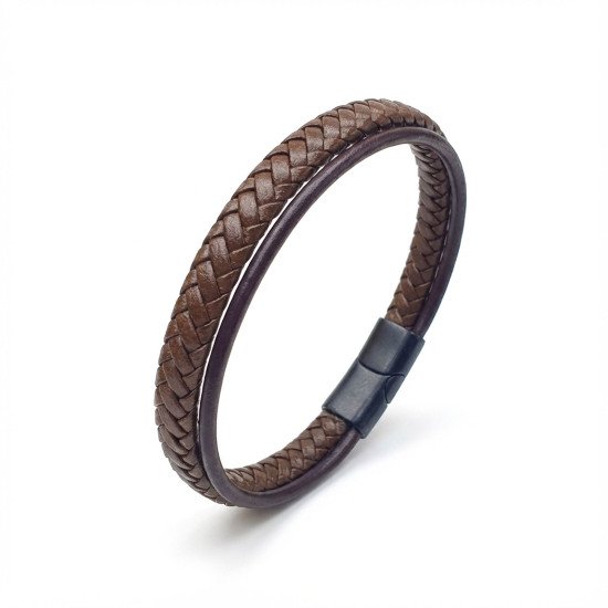 Maskülen kahverengi çoklu deri erkek bileklik Kahverengi çoklu katmanlı doğal deri erkek bileklik