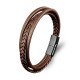 Kahverengi El Örgüsü Çoklu Deri Erkek Bileklik