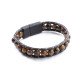 Kaplan Gözü Doğal Taşlı Deri Erkek Bileklik