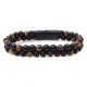 Erkek kaplan gözü ve oniks taşlı çelik halat bileklik Kaplan gözü ve oniks taşlı çelik halat erkek bileklik