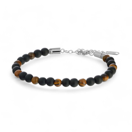 Kaplangözü ve oniks taşlı ayarlanabilir çelik zincir erkek bileklik