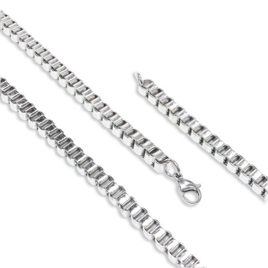 6mm kare arnavut zincir paslanmaz çelik erkek kolye