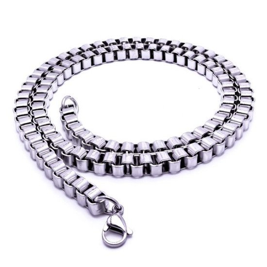 6mm kare arnavut zincir paslanmaz çelik erkek kolye