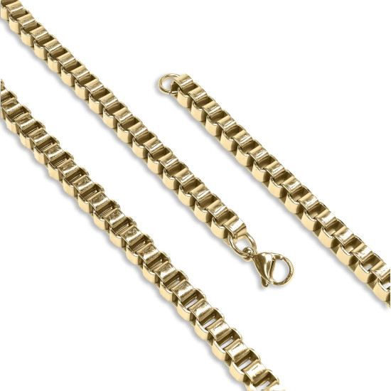 6mm kare arnavut zincir paslanmaz çelik erkek kolye