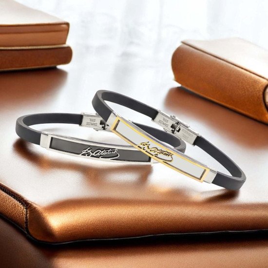 Atatürk imzalı çelik erkek bileklik modeli Atatürk imzalı çelik erkek bileklik, maskülen tasarım