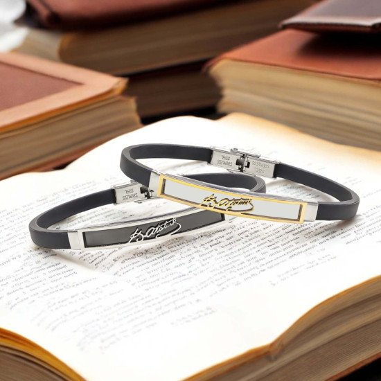 Atatürk imzalı çelik erkek bileklik modeli Atatürk imzalı çelik erkek bileklik, maskülen tasarım