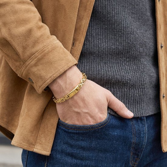 kilit mekanizmalı sarı kral zincir bileklik sarı kral zincir kilitli çelik erkek bileklik