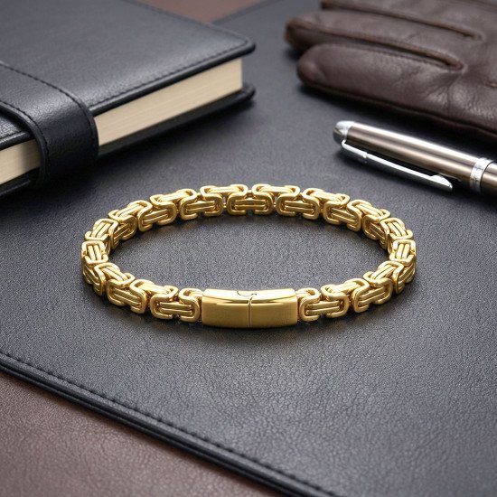 kilit mekanizmalı sarı kral zincir bileklik sarı kral zincir kilitli çelik erkek bileklik
