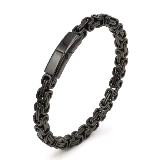 siyah kral zincir kilitli çelik erkek bileklik