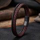 Kırmızı çoklu katmanlı doğal deri erkek bileklik