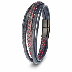 Kırmızı Siyah Çoklu Deri Bileklik