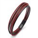 Kırmızı Siyah Çoklu Deri Erkek Bileklik