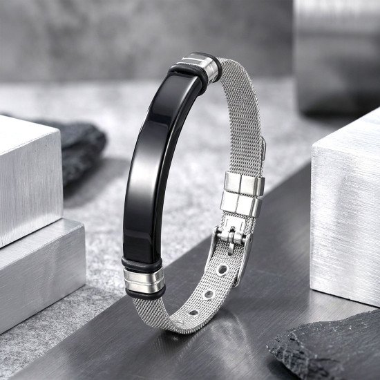 İsim Yazılabilir Ayarlanabilir Çelik Erkek Bileklik