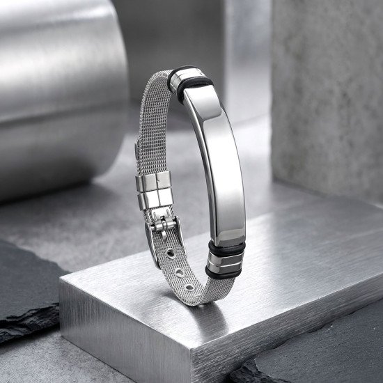 İsim Yazılabilir Ayarlanabilir Çelik Erkek Bileklik