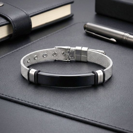 İsim Yazılabilir Ayarlanabilir Çelik Erkek Bileklik