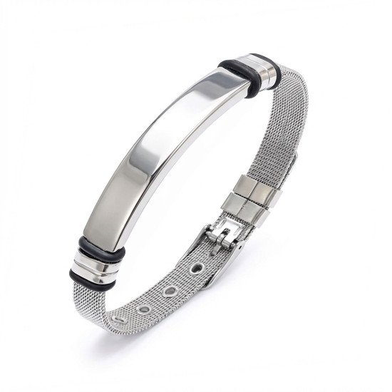 İsim Yazılabilir Ayarlanabilir Çelik Erkek Bileklik