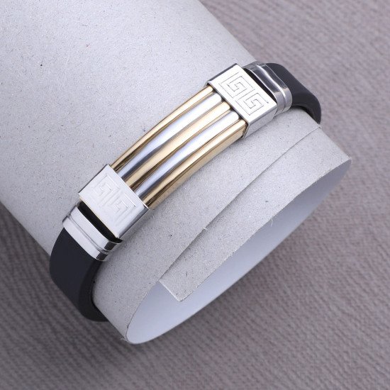 Kordon detaylı modern çelik erkek bileklik