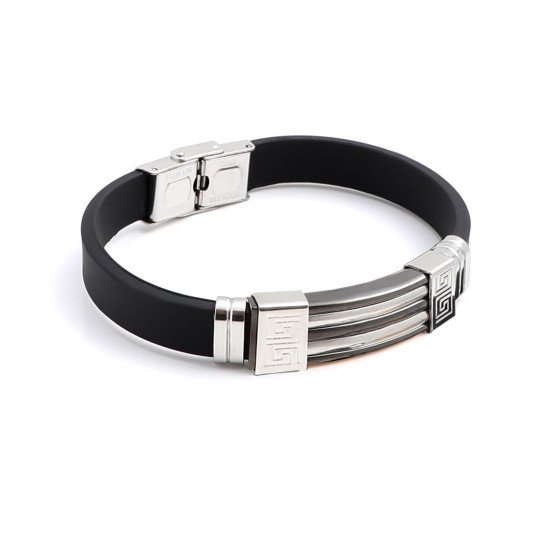 Kordon detaylı modern çelik erkek bileklik