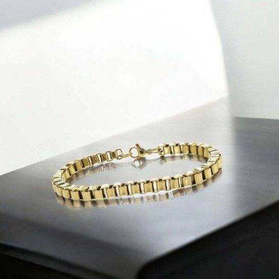 Prestijli köşeli arnavut çelik erkek bileklik Köşeli arnavut zincir paslanmaz çelik erkek bileklik