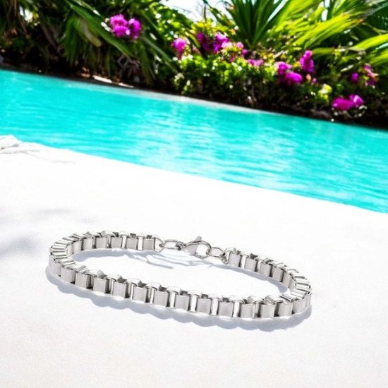 Prestijli köşeli arnavut çelik erkek bileklik Köşeli arnavut zincir paslanmaz çelik erkek bileklik