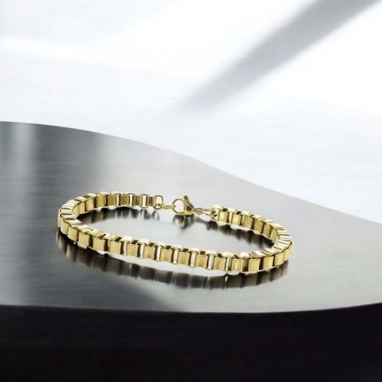 Prestijli köşeli arnavut çelik erkek bileklik Köşeli arnavut zincir paslanmaz çelik erkek bileklik