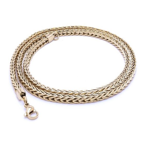 Prestijli köşeli kral bakla örgülü çelik erkek kolye 4mm köşeli kral bakla örgülü paslanmaz çelik erkek kolye