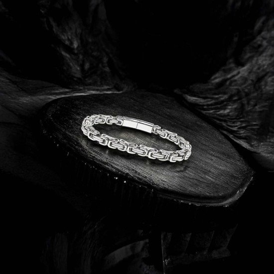 Kral Çelik Zincir Erkek Bileklik 6mm