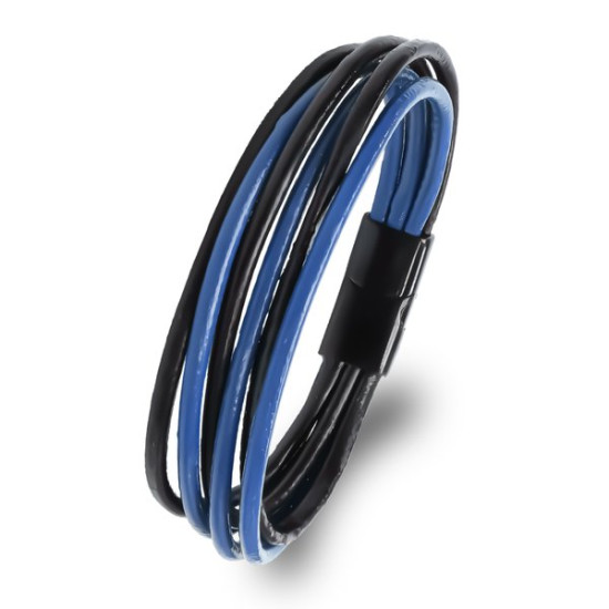 Mavi Siyah Çoklu Deri Erkek Bileklik Mavi Siyah Çoklu Deri Erkek Bileklik