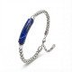 Lapis Lazuli Doğal Taşlı Ayarlanabilir Çelik Zincir Erkek Bileklik