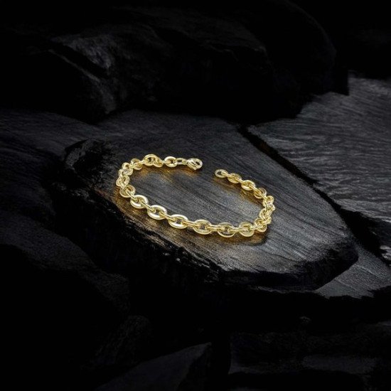 altın tonlu mariner çelik erkek bileklik sarı mariner çelik zincir erkek bileklik 1.6mm