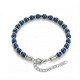 Mavi hematit taşlı maskülen çelik zincir bileklik Mavi küre hematit taşlı ayarlanabilir çelik zincir erkek bileklik