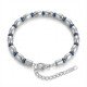 Mavi ve Gümüş Hematit Doğal Taşlı Ayarlanabilir Çelik Erkek Bileklik