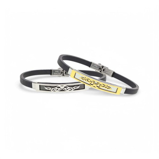 Melek kanadı desenli çelik erkek bileklik, maskülen tasarım